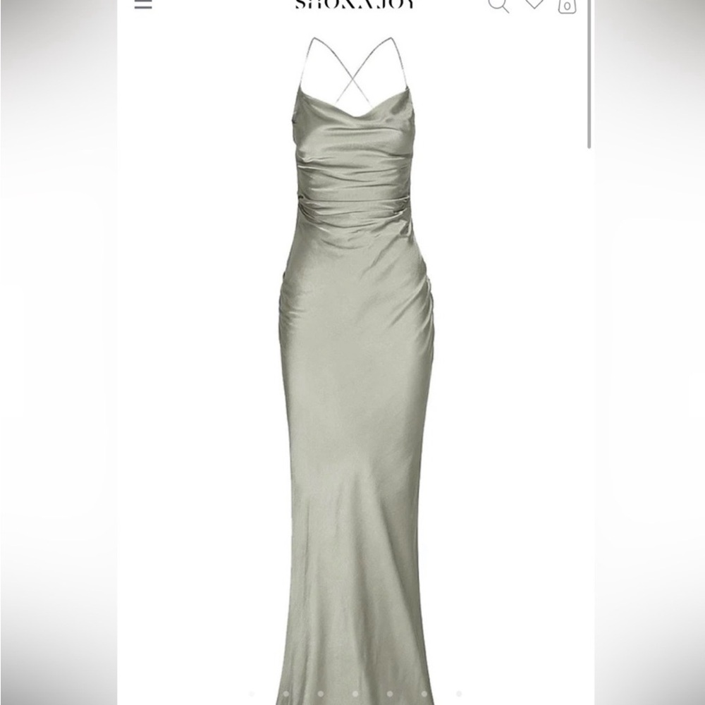 SHONA JOY Sage Satin Cowl Slip Dress with Double Spaghetti Straps